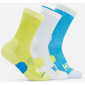 HOKA Crew Run Sock 3-Pack in Diva Blue/Ice Water/Evening Primrose, Size Medium