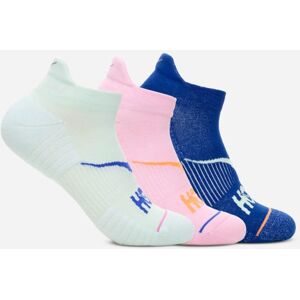 HOKA No-Show Run Sock 3-Pack in Aqua Brze/Pink Twilight/Ultramarine, Size XL