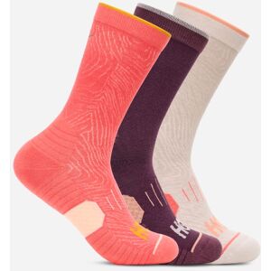 HOKA Crew Run Sock 3-Pack in Grapefruit/Dried Fig/Putty, Size Small