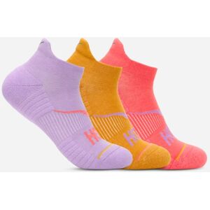 HOKA No-Show Run Sock 3-Pack in Aster Flower/Vrsty Yellow/Grapefruit, Size XL
