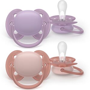 Philips Avent Pacifier ultra soft, 6-18m, lilla / rød 2 stk