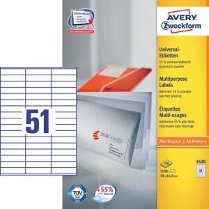 Avery 3420 Etiketter   70x16,9 Mm   5100 Stk.
