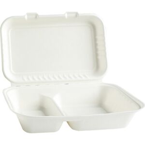 No-Name Take Away Boks, Bagasse, 2-Rum, 24,9x16,3cm, 50stk