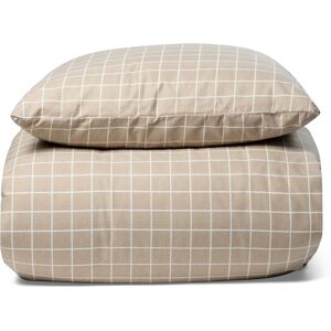 Nordstrand Home Sengetøj 200x220 cm - Check small, beige - flonel sengetøj - Ternet sengesæt - 100% bomuldsflonel -
