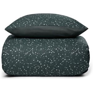 Borg Living Dobbeltdyne sengetøj - 200x220 cm - Dynebetræk i 100% Bomuld - Zodiac grøn - Stjernebillede -  sengesæt