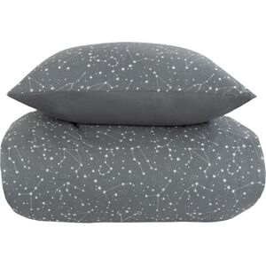 Borg Living Dobbeltdyne sengetøj 200x220 cm - Zodiac grey - Stjernebillede - Dynebetræk i 100% Bomuld -