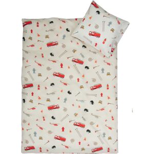By Mats Baby sengetøj - 100% blød bomuld - Sengesæt til baby 70x100 cm - Sengetøj med brandvæsen ikoner