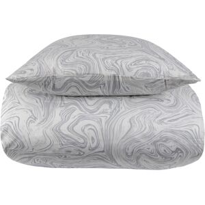 Borg Living Mønstret sengetøj 140x200 cm - 100% Blødt bomuldssatin - Marble light grey - By Night sengesæt