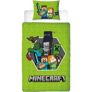 Licens Minecraft sengetøj - 150x210 cm - Sengetøj med 2 i 1 design - 100% bomulds sengetøj