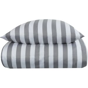 Borg Living Stribet sengetøj til dobbeltdyne - 200x220 cm - Blødt bomuldssatin - Nordic Stripe - Gråt og hvidt sengesæt