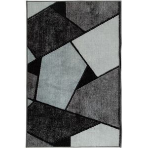 Nordstrand Home Gulvtæppe - Stort guldtæppe 200x300 cm - Løs tæppe med skridsikker bagside - Grafisk design med sorte og grå nuancer - Blødt gulvtæppe fra  Lea