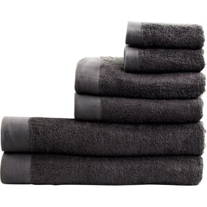 By Borg Mørkegrå Håndklædepakke med 6 stk. - 100% Blødt bomuld med høj absorberingsevne - Mørkegrå håndklæder fra danske