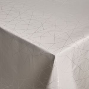 Nordstrand Home Borddug - 140x420 cm - Damask dug - Sandfarvet tekstildug - Jacquardvævet dug med geometrisk mønster - Ekstra lang dug