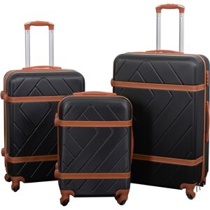 Borg Living Kuffertsæt - 3 stk. - Hardcase rejsekufferter - Retro sort - Letvægts kufferter