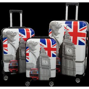 Borg Living Kuffertsæt - 3 Stk. - Kuffert med motiv - City of london - Hardcase letvægt kuffert med 4 hjul