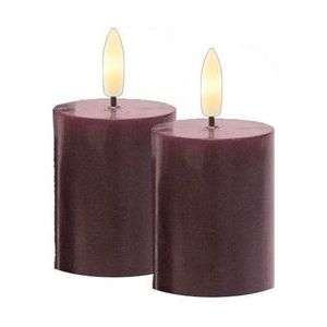 Sirius Sille Genopladelige LED Stearinlys Sæt 2 stk. 5x6,5 cm - Bordeaux