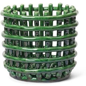 Ferm Living Ceramic Basket Small Ø: 16 cm - Emerald Green