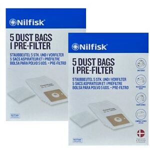 2 PAKKER NILFISK Coupé, GO 60/66 støvsugerposer (2 x 5 poser) 78602600