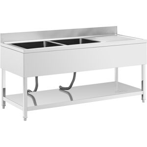 Køkkenvask dobbelt - rustfrit stål - 180 x 70 cm - Royal Catering RCGS-2B180D7