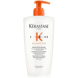 Kérastase Bain Satin Riche High Nutrition Riche Shampoo Plant-Based Proteins + Niacinamide Very Dry Hair 500mL