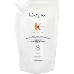 Kérastase Bain Satin Riche High Nutrition Riche Shampoo Plant-Based Proteins + Niacinamide Very Dry Hair 500mL Refill