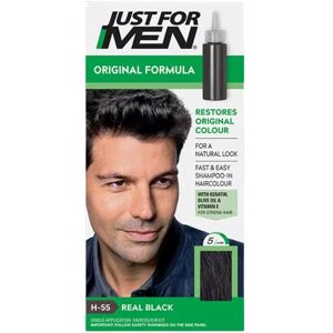 Just for Men Original Formula Shampoo Coloring Restores Natural Color 1 un. H-55 Real Black