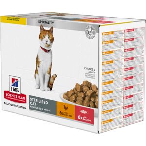 Hill's Science Plan Adult Sterilised Kylling - Supplement: 12 x 85 g Young Adult Sterilised Kylling & Laks