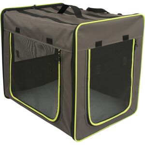 zooplus Exclusive First Class Transportabelt Hundehus Str. L gråbrun / neongrøn B53,5xD79xH66cm