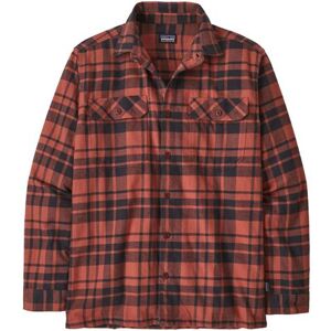 Patagonia Mens L/S Organic Cotton MW Fjord Flannel Shirt, Ice Caps / Burl Red S