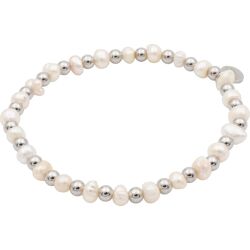 Embrace Design Stainless steel / 14 carate gold sweetwater pearl Grijs dames Zilver unisex