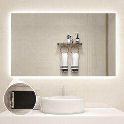 Quality heating Spiegel 580W, met led verlichting en infrarood verwarming 60x 100cm