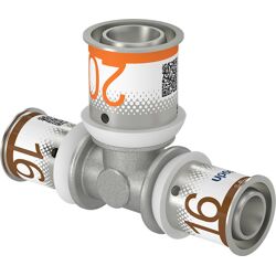 Uponor S-Press Plus pers T-stuk verloop 16x20x16mm