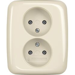 Busch-Jaeger Reflex SI wandcontactdoos dubbel inbouw Glanzend crème