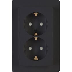 Kopp Paris wandcontactdoos RA KV dubbel inbouw Mat zwart
