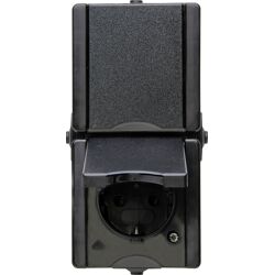 Kopp ProAQA wandcontactdoos dubbel RA voorbedraad opbouw spatwaterdicht Zwart IP44 verticaal