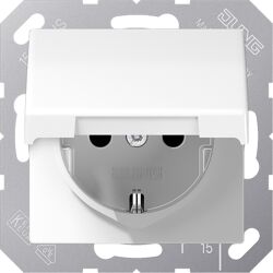 Jung AS500 wandcontactdoos RA m/deksel inbouw Glanzend wit