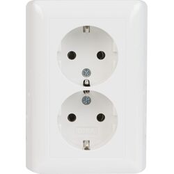 Gira System 55 wandcontactdoos dubbel RA inbouw Glanzend wit