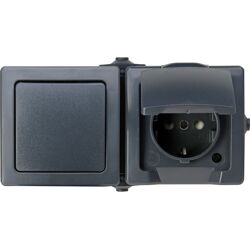 Kopp Nautic combinatie WCD/wissel RA KV opbouw spatwaterdicht Mat antraciet IP44 horizontaal