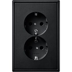 Jung LS990 wandcontactdoos RA dubbel inbouw Mat zwart