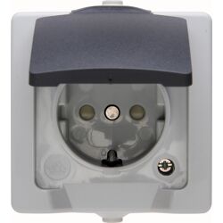Kopp Nautic wandcontactdoos RA KV opbouw spatwaterdicht Mat antraciet/wit IP44