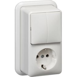 Gira System 55 combinatie WCD/serie RA opbouw verticaal met montageplaat en adapter K/P25 Glanzend wit