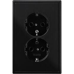 Jung LS990 wandcontactdoos RA dubbel inbouw Glanzend zwart