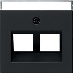 Gira System 55 centraalplaat data voor draagring Modular Jack 2-voudig Mat zwart