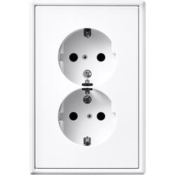 Jung LS990 wandcontactdoos RA dubbel inbouw Alpin wit
