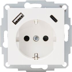 Kopp Athenis wandcontactdoos 1V RA 2x USB-A Glanzend wit