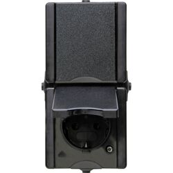 Kopp ProAQA wandcontactdoos dubbel RA opbouw spatwaterdicht Zwart IP44 verticaal