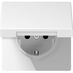 Jung LS990 wandcontactdoos RA m/deksel inbouw Alpin wit