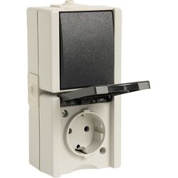 Kopp Combinatie WCD/wissel RA opbouw spatwaterdicht Mat antraciet/wit IP44 verticaal