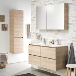 Tiger S-line spiegelkast 120cm met 2 enkelzijdige spiegeldeuren Naturel eik