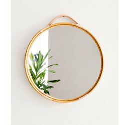 WOLLIES Amsterdam Bamboe Spiegel, Naturel, Handgemaakt, ⌀60 cm